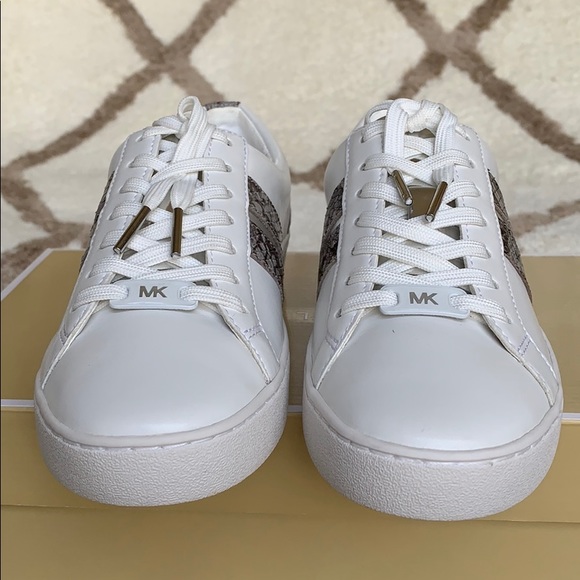 MICHAEL KORS CATELYN STRIPE LACE UP NAPPA PU PEARL - Picture 10 of 16